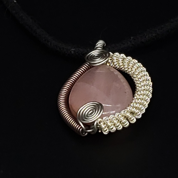Wire Wrapped Rose Quartz Pendant Necklace - Picture 9 of 9
